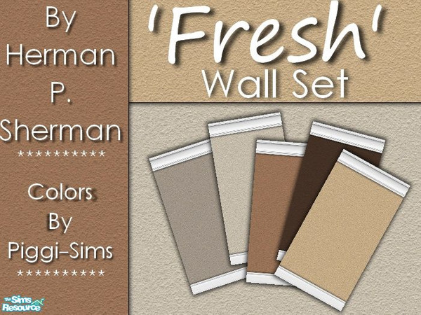 Sims 2 — \'Fresh\' Wall Set by HermanPSherman — A set of 5 walls in soft, calm, and subtle colors, likely to make any