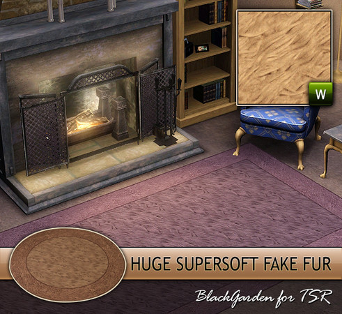 Sims 3 — Huge Supersoft Fake Fur by BlackGarden — A soft but cheap fake fur pile. This is a mega-super-thick pile, also