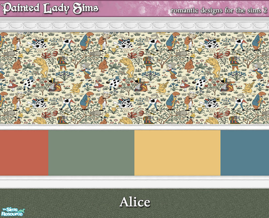 Sims 2 — Alice Wall Collection by paintedladysims — A collection of 11 wall designs for your sim homes.