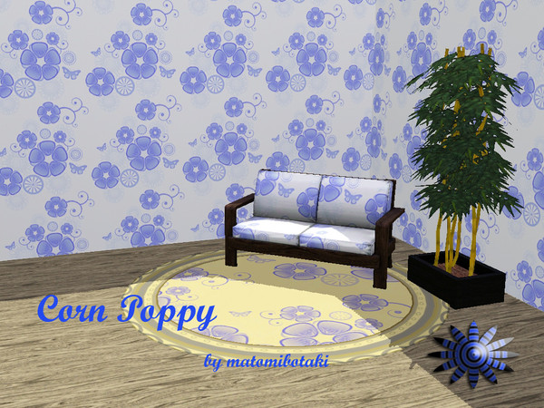 Sims 3 — Corn-Poppy by matomibotaki — Lovely flower pattern in light colors for multiple use. You can find it under