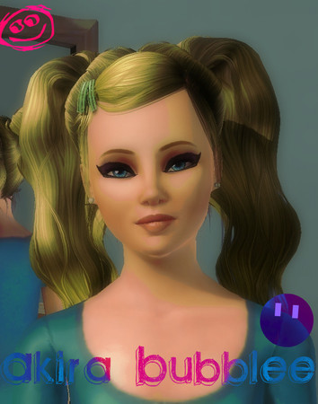 Sims 3 — Akira Bubblee by QueenLaureen7 — Akira Bubblee..Her name Says It All. She is a sparklely teen, who loves making
