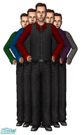 Sims 2 — Shirt and Vest by Anrui — A set of five recolours of the Maxis shirt and vest outfit from Glamour Life Stuff,