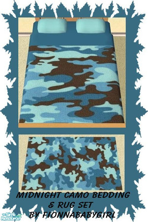 Sims 2 — Midnight Camo bedding set by fionnababygirl — Here is the latest in my Camo collection. Midnight blue camo