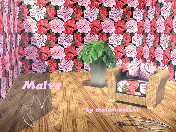 Sims 3 — Malve by matomibotaki — Lovely flower pattern in intensive colors, with 3 channels, to find under Theme.