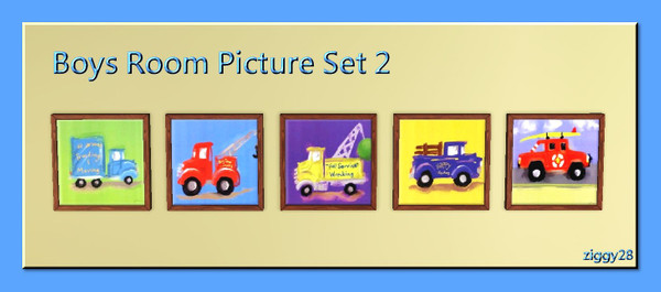 Sims 3 — Boys Room Picture Set 2 by ziggy28 — The second set of cute pictures for a little boys room. This set has five