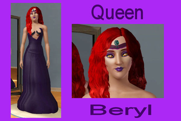 Sims 3 — Queen Beryl  by makreel — This set contains a top ,skirt, forehead acessoire and contact lenses