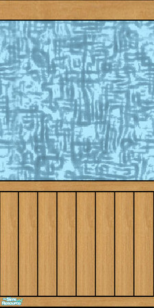 Sims 2 — NK Shrellise BR Wall Print by MoMama — Wood paneling on the bottom and an exotic blue print on the top with