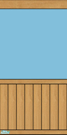 Sims 2 — NK Shrellise BR Wall Solid by MoMama — Wood paneling below and sky blue on top. Capped by a crown molding.