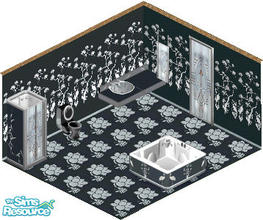 Sims 1 — Crane Bathroom by carriep — Includes; Floor, Wall, Sink, Shower, Hot Tub, Toilet, Mirror, Counter, Door, Window,