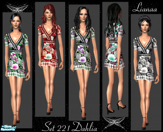 Sims 2 — Set 221 Dahlia by Lianaa — Set 221 Dahlia - a simple, casual mini dress for your sims