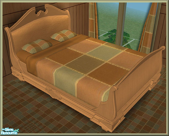 Sims 2 — NK Blakely BR Bedding by MoMama — A checked bedspread with gold trim.
