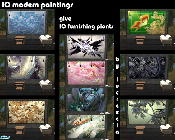 Sims 2 — Modern Big Paintings 3 by Lucreecia — Again a few paintings based on the maxis mesh "Two dogs an one