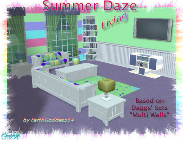 Sims 2 — Summer Daze Living Room by EarthGoddess54 — A light, summery living room set to match my Summer Daze Bedroom.