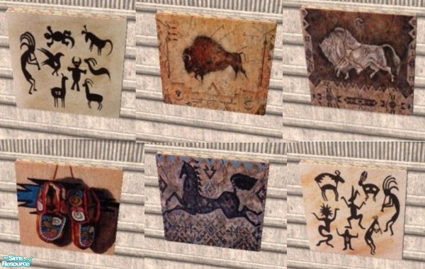 Sims 2 — native american set 4 by MinnieMinPin — 6 prints inspried by Native American Indians. Found under the Pink