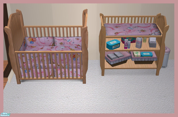 Sims 2 — Crib Recolors Lt Wood Pink Fabric by rebecah — Recolors Lt Wood Pink Fabric