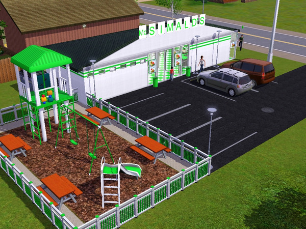 Sims 3 — McSimald's by jezebel_the_nun — Fast food, affordable prices, and a place for the kids to play. Come on in and