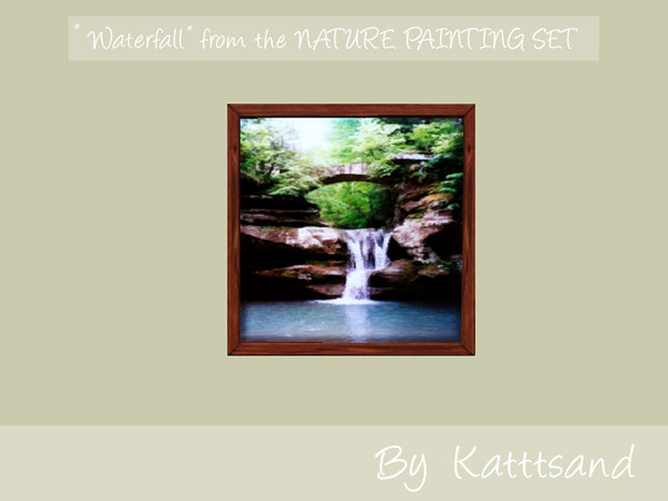 Sims 3 — Waterfall by kattsand — A painting of a waterfall from the "Nature painting set". The frame is
