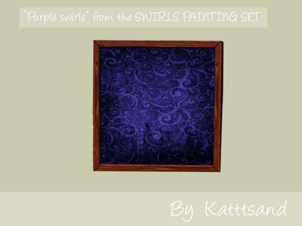 Sims 3 — Purple swirls by kattsand — A part of the Swirl painting set. The motif is a ornament pattern in a purple color.