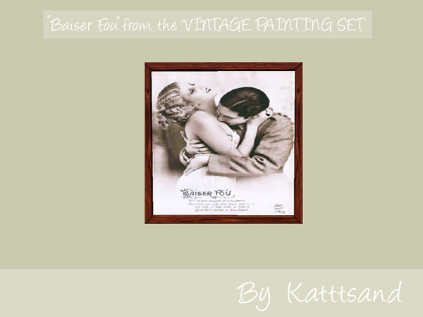Sims 3 — Baiser Fou by kattsand — "Crazy kiss". A couple kissing. The frame is recolorable. A part of