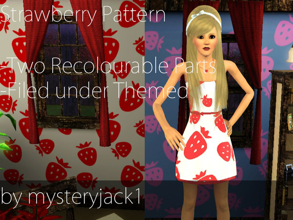 Sims 3 — Strawberry Pattern by mysteryjack1 — A delicious pattern containing Strawberries! To celebrate the fact that