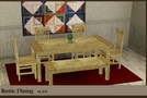 Sims 3 — IOS RusticDining by IOS — Rustic Dining set that contains a table, chair, bench and wall quilt.