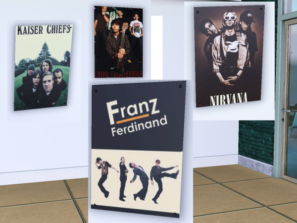 Sims 3 — band posters by yayachan — A set of 4 posters featuring rock bands: Nirvana, Foo Fighters, Franz Ferdinand and