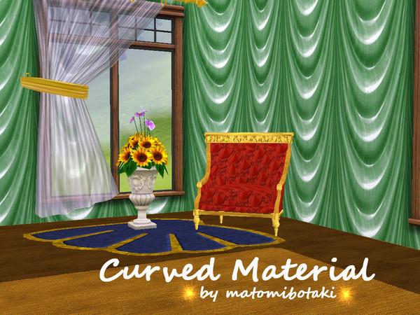 Sims 3 — Curved Material by matomibotaki — Cute pattern to use as curtains or formal dresses, 3 channel , in green/white,