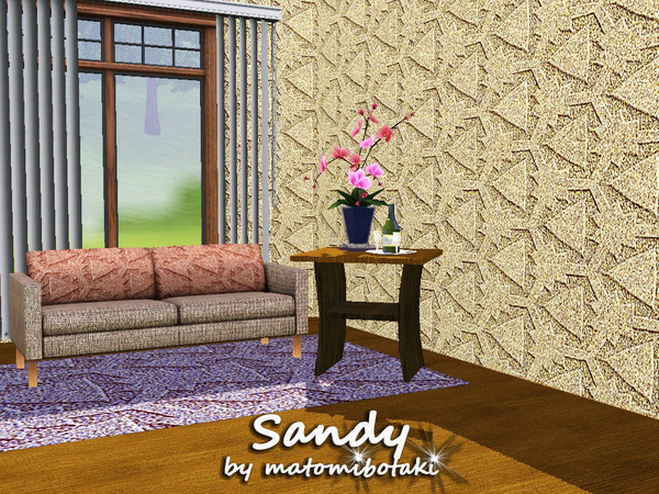 Sims 3 — Sandy by matomibotaki — Modern wall cover and floor pattern for stylish way, brown, yellow and white, 3 channel,