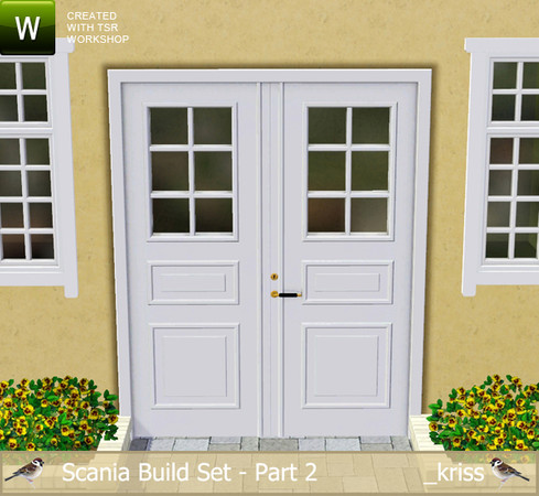 Sims 3 — Scania Glass Door B Double by Kriss — Part of the Scania Build Set Part 2. Classic door that will make a