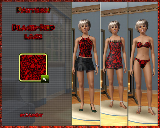Sims 3 — Pattern Black-red lace by JuliaCat — Pattern