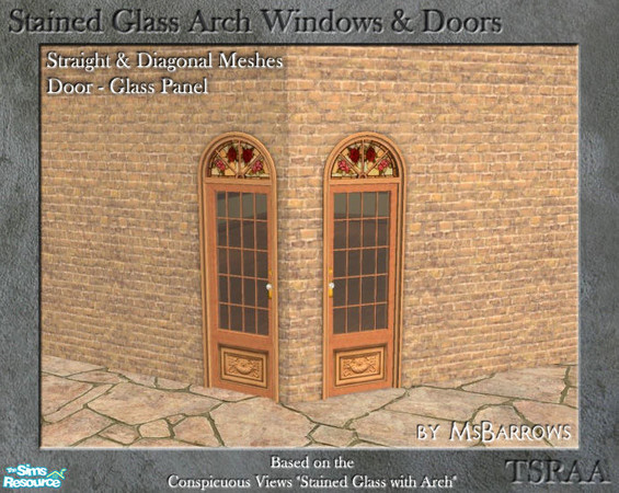 Sims 2 — Stained Glass - Door Glass - D by MsBarrows — A glass panel door based on the Conspicuous Views \"Stained