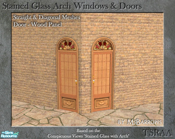 Sims 2 — Stained Glass - Door Wood - S by MsBarrows — A wood panel door based on the Conspicuous Views \"Stained