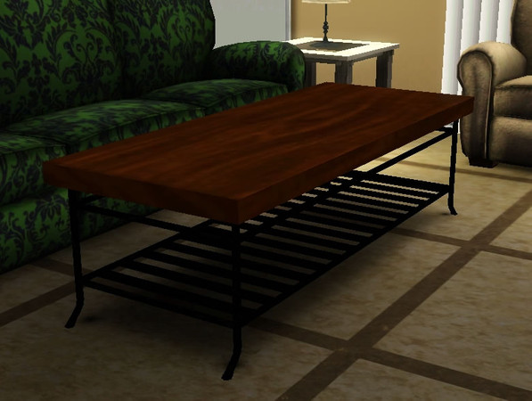 Sims 3 — Wrought Iron Coffee Table by stouffers3 — This coffee table has a wrought iron base and wood top.