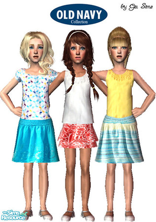 Sims 2 — Old Navy Skirt Set for Girls by giasims — Old Navy Skirt Set for Girls *Requires 4 different meshes*