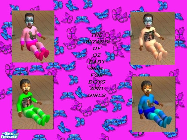 Sims 2 — Wizard of Oz toddler pyjamas set by melaniecox — Here is a set of 4 pairs of toddler pyjamas, the last in my