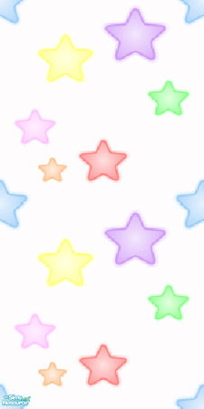 Sims 2 — NK Keswick LR Wall Star Power by MoMama — Multi-colored stars on white. A cheerful wallpaper. 
