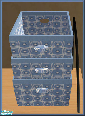 Sims 2 — NK STUD Items Dbl Blue Stackable Basket by MoMama — A blue patterned stackable basket with a blue rim.