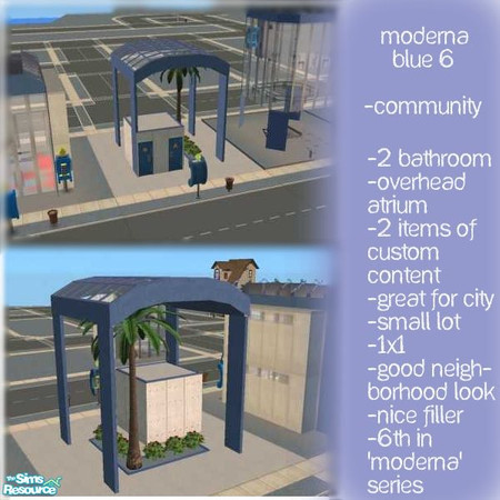 Sims 2 — Moderna Blue Community Lots - MB6 by poplers — MB6, nice atrium for your sims to enjoy, goes well in a city, and
