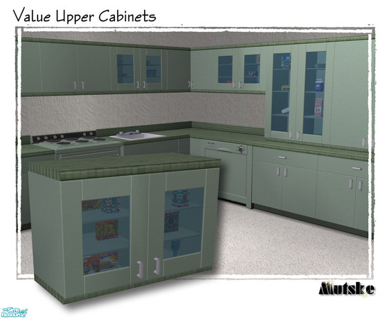 Sims 2 — VAlue Upper Cabinet Glass Doors Box by Mutske — Set of 5 upper cabinets that matches the Value Couter. Uses all