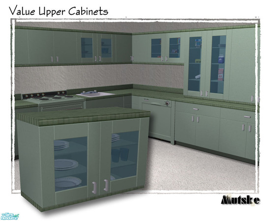Sims 2 — Value Upper Cabinet Glass Doors by Mutske — Set of 5 upper cabinets that matches the Value Couter. Uses all
