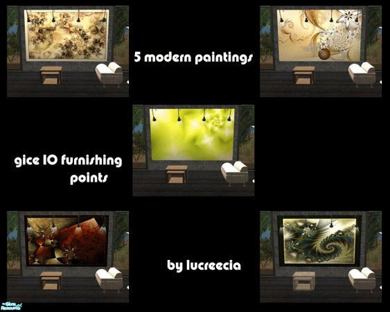 Sims 2 — Modern Big Paintings 2 by Lucreecia — Again a few paintings based on the maxis mesh "Two dogs an one