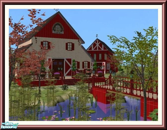 Sims 2 — Weeping Willow Farm by Dirtdevill — Nice and cosey Farm with a landscaped garden, a fishingpond a greenery, and