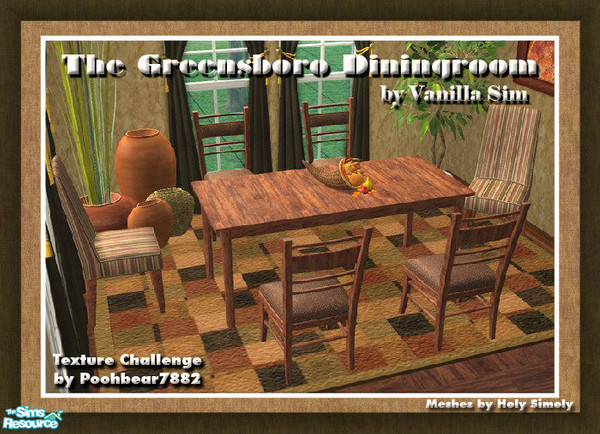 Sims 2 — VS Greensboro Dining Room by Vanilla Sim — Another sophisticated set that coordinates with my Greensboro