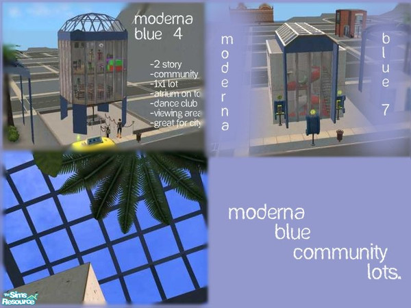Sims 2 — Moderna Blue Community Lots by poplers — This is a set for my Moderna Blue series that has homes one and five.