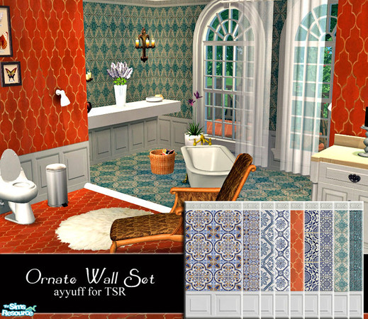 Sims 2 — Ornate Wall Set by ayyuff — Cost:2