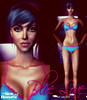 Sims 2 — Intimates: Blue Love by Arctix — This bright, blue bra features a solid body with contrasting pink bow and trim,