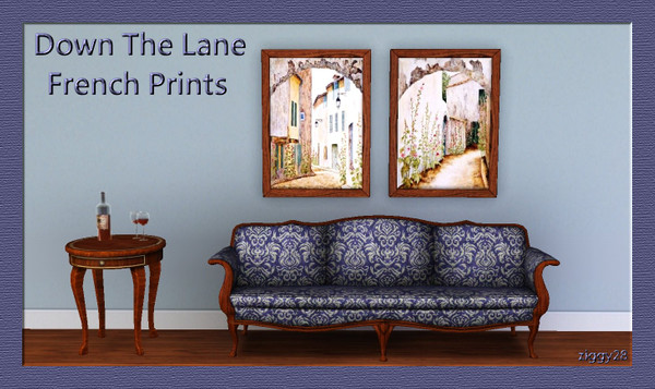 Sims 3 — Down The Lane by ziggy28 — A little set of two French prints called 'Down The Lane' and 'Hollyhock Lane' by the