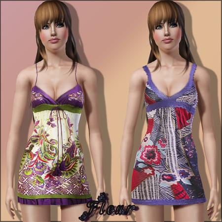 Sims 3 — Fleur by hasel — Not recolorable.. 3 different styles.. Enjoy..