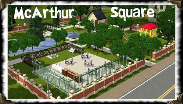 Sims 3 — McArthur Square by frisbud — Part of my Sims1 conversion series. McArthur Square was an Old Town community lot