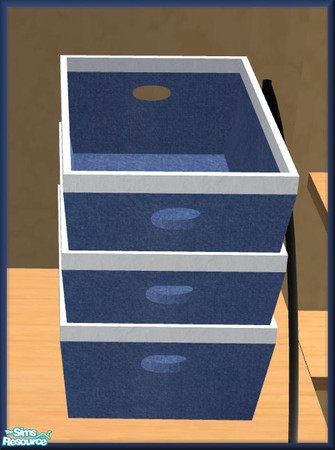 Sims 2 — NK STUD Items Denim Stackable Basket by MoMama — A denim stackable basket with a rim of light blue and a place